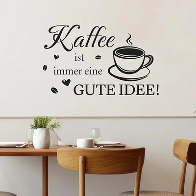 Produktbild von GKA Wandtattoo Spruch "Kaffee ist immer eine gute Idee" 60 cm für Küche Esszimmer Wandaufkleber Wandbild