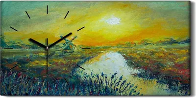 Produktbild von Leinwand Uhr Küche Wohnzimmer Bild 60x30 Kunst Malerei im Stil von - schwarze Hände