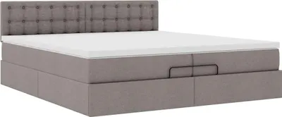 Produktbild von Ottoman-Bett mit Matratze Taupe 200x200 cm Stoff