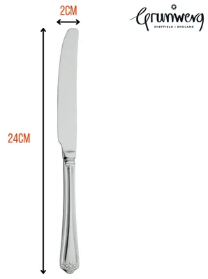 Tafelmesser 12er-Set, 18/0 Edelstahl, 24 cm, silber, spülmaschinenfest