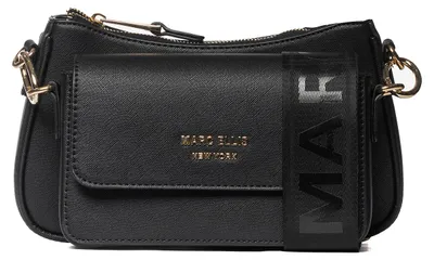 Image de Sac bandoulière pour femmes, noir et or, avec fermeture éclair et bandoulière réglable et amovible