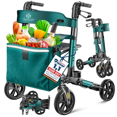 Produktbild von KESSER® Rollator Aluminium faltbar, höhenverstellbar & bis 136 kg belastbar