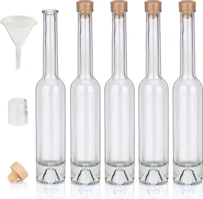 Produktbild von Flaschen Set Glasflaschen leer je 100ml mit Trichter Korken & Kapseln, 5 Likörflaschen