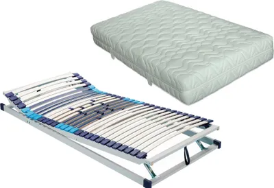 Produktbild von Spar-Set Plus bestehend aus: ki-Pure Komfort-Flex-Pur 5-Zonen Tonnentaschenfederkernmatratze in Überlänge 90 x 220 cm im Härtegrad mittelfest – plus Lattenrost Hn8 TrioPlus Zon verstellbar in Überlänge 90 x 220 cm – fertig montiert und