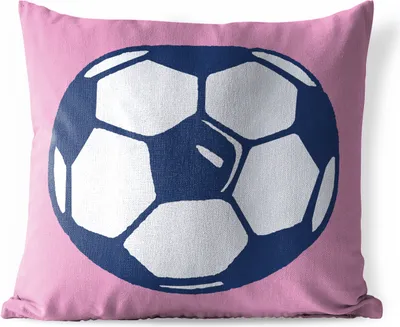 Produktbild von MuchoWow® Outdoor Kissen - Eine Illustration von einem Fußball auf einem rosa Hintergrund - Jungen - Mädchen - Kinder - 60x60 cm - Wetterfest - Lounge Kissen - Dekoration - Schlaf Kissen