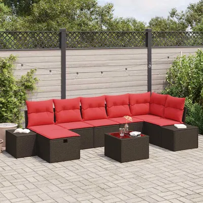 Produktbild von Gartensofa-set mit Kissen 8 pcs Braun Poly-Rattan - Gartenmöbelgarnituren DE281