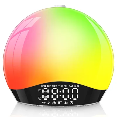 Daglichtwekker mit Sonnenaufgang, Bluetooth, FM-Radio, Schwarz