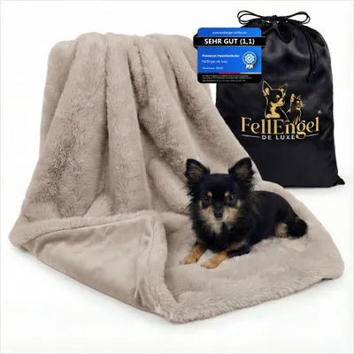 Produktbild von Hundedecke Katzendecke waschbar, Decke für kleine & mittlere Hunde & Katzen, warme Kuscheldecke flauschig & weich, Haustierdecke ideal für Auto, Sofa & unterwegs 100x70 cm (Cashmere beige)