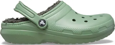 Produktbild von Crocs Classic Lined Uni Clogs mit Futter Moosgrün (Moss/Multi), 203591-3WP