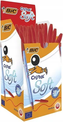 Zdjęcie produktu dla Długopis BIC Cristal Soft czerwony 50 sztuk