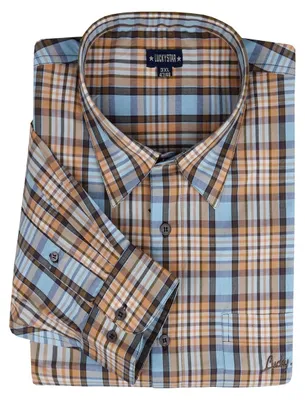 Produktbild von XXL Langarmhemd hellblau-beige kariert Lucky Star