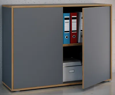 Produktbild von VCM Holz Büroschrank Ordner Aktenschrank Büromöbel Schrank Salia 2-fach Breite 100 cm Drehtüren