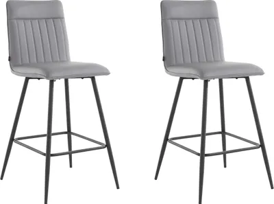 Produktbild von Zelta | Barhocker gepolstert 2er Set in PolyurethanGrau