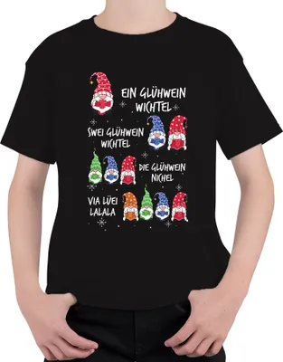Produktbild von Glühwein Wichtel Gnome Elf Lustig - Weihnachten Weihnachtsgeschenk Christmas Uni Kinder T-Shirt, Schwarz, 104