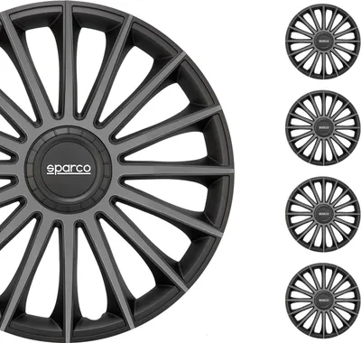 Zdjęcie produktu dla Kołpaki Sparco 15 cali Treviso czarny szary 4szt