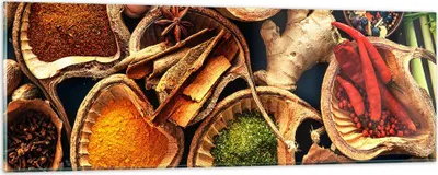 Produktbild von Bilder auf glas - Küche Essen Kräuter Gewürze - 90x30cm - Glasbilder - Wandbilder - Kunstdruck - zum Aufhängen bereit - Wanddekoration aus Glas - Glas Bilder - Wandbild auf Glas - GAB90x30-2844