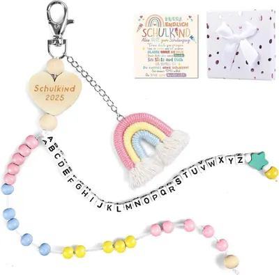 Productafbeelding van Welkomstcadeau voor meisjes, rekenketting, schooltas, inhoud voor schooltas, 2024, geluksbringer