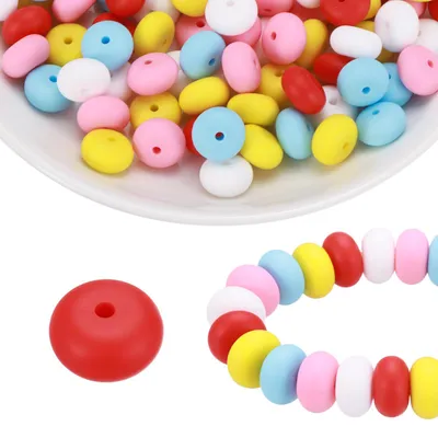 110 Silikonperlen 14 mm, bunt, für DIY-Basteln