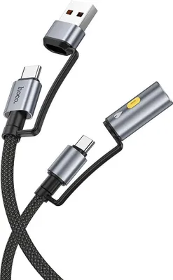Produktbild von Kabel All-in-one USB A / USB C auf USB C / Zigarettenanzünder Hoco 3A 60W 1.2 m U138 schwarz