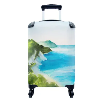 Produktbild von MuchoWow® Koffer Handgepäck Trolley Rollkoffer Kleine Reisekoffer mit 4 Rollen - Meer - Strand - Berge - Cabin Size < 55x40x23 cm & 55x40x20 cm - Fotokoffer - Kabinenkoffer - Boardgepäck - Reise-Box - Reisekoffer - Reisegepäck - Koffer mit Bild - Trolley für Kinder