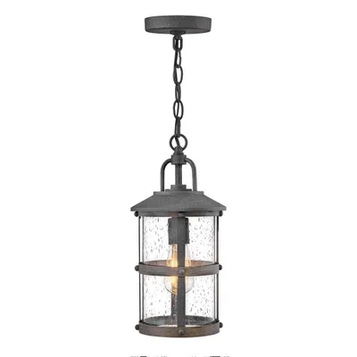 Produktbild von Elstead Lakehouse Außen-Außenhängeleuchte E27 38cm Gealtertes und Driftwood Grey Klar mit Luftbläschen IP44