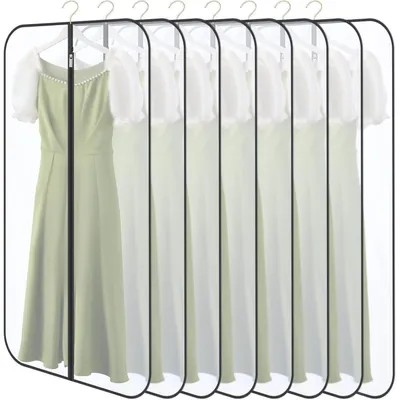 Obrázek produktu pro Obaly na oblečení, 8 kusů, rozměry 60 x 140 cm, průhledné, s zipem, materiál PEVA, barva černá