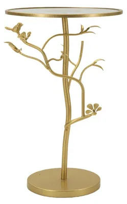Immagine prodotto di Tavolino Birds Glass in ferro oro e vetro Ø38x60 cm