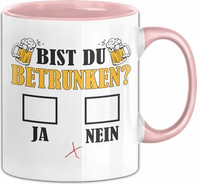 Produktbild von Bier Tasse Geschenk Bist Du Betrunken Ja Nein Geschenk für Bier-Liebhaber (Rosa)