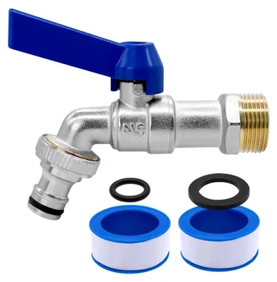Produktbild von 1/2 Zoll und 3/4 Zoll Wasserhahn Garten Messing Kugelhahn Frostsicher -20℃ Auslaufhahn Hitzebeständig 120℃ Außenwasserhahn mit Schlauchanschlüssen