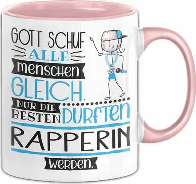 Produktbild von Rapperin Geschenk Becher Tasse Gott Schuf Alle Menschen Gleich Nur Die Besten Durfeten Rapperin Werden Geschenkidee Lustig (Rosa)