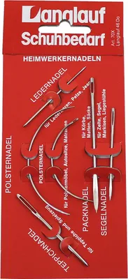 Produktbild von Nadelsortiment 6-teilig - Werkstatt, Haushalt, Hobby | Halbrundnadel - Ledernadel - Polsternadel - Segelnadel - Packnadel - Teppichnadel - Nadel für Zelte u. Planen