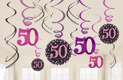 Produktbild von Pink 50th Birthday Spiralhänger 60cm