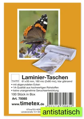 Produktbild von TimeTEX Laminier-Taschen "Spielkarte" 61x93 mm, 2x80 mic glänzend, 100 Stück