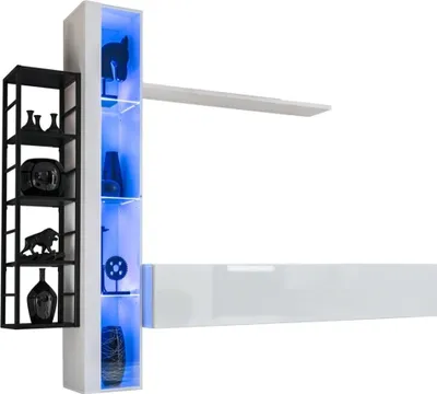 Image de Ensemble meubles de salon industriel SWITCH M7 – Blanc – LED intégrées & système Push to Open