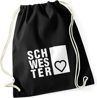 Produktbild von Turnbeutel Schwesterherz Schwester Geschenk Gymbag Moonworks® schwarz unisize