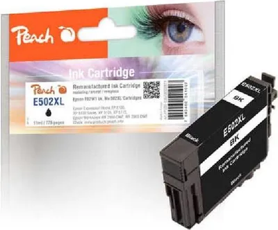 Obrázek produktu pro Peach PI200-836, Vysoká (XL) výtěžnost, Černá, Inkoust na pigmentové bázi, 11 ml, 1 kusů, Balení po jednom