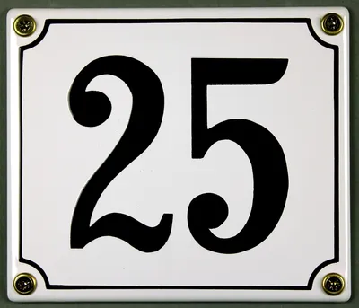 Produktbild von Hausnummernschild 25 weiß 12x14 cm Schild Emaille Hausnummer Haus Nummer Zahl Ziffe