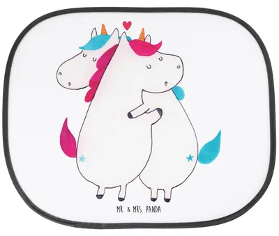 Produktbild von Mr. & Mrs. Panda Sonnenschutz Auto Einhorn Mitteilung - Weiß - Geschenk, Fürs, Liebe, Spruch, saugnapf, Einhörner, Unicorn, Autoscheiben, Sonnenblende, Valentinstag