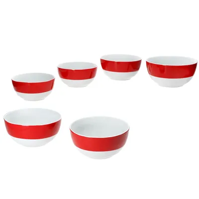 Produktbild von 6x Variant Rot Schale Ø14,3cm 450ml Porzellan 6 Personen Müsli Salat Dessert