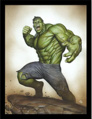 Produktbild von Hulk - Gerahmtes Poster "The Best Defense" PM8821 (40 cm x 30 cm) (Grün/Blau/Braun)