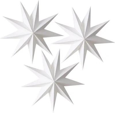 Produktbild von 3er Set Weihnachtsdeko Papiersterne 30cm Neunzackiger Faltstern Weihnachten Dekoration Weiß Faltsterne Party Deko für Weihnachtsbaum Tischdeko
