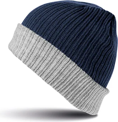Produktbild von Result Winter Essentials RC378X | Double Layer Knitted Hat Wintermütze - Farbe: Navy/Grey - Größe: One Size