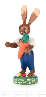 Immagine prodotto di Coniglio pasquale primaverile con carota. Altezza: circa 10,5 cm. NUOVO
