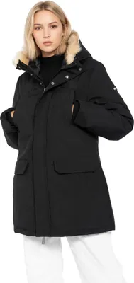 Productafbeelding van Schott NYC Jas Nellyw, zwarte kunstbont parka met capuchon, maat M