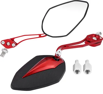 Image de Paire 8mm 10 mm universelle moto -scooter -moto -rétroviseur -rétroviseur latéral rouge
