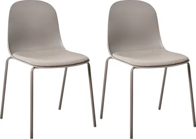 Produktbild von BELIANI Konferenzstühle 2er Set Taupe aus Kunststoff Stoffsitz Metallbeine Stapelbar Büromöbel Modernes Design