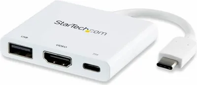 Produktbild von StarTech.com USB-C to HDMI Adapter - White - 4K 30Hz - Thunderbolt 3 Compatible - with Power Delivery (USB PD)