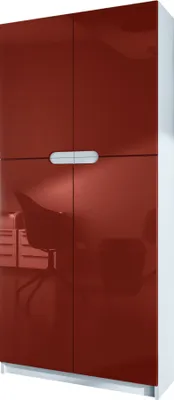 Produktbild von Vladon Büroschrank Logan V1,  Germany, Aktenschrank mit 5 Fächern und 4 Türen, Weiß matt/Bordeaux Hochglanz (82 x 185 x 37 cm)