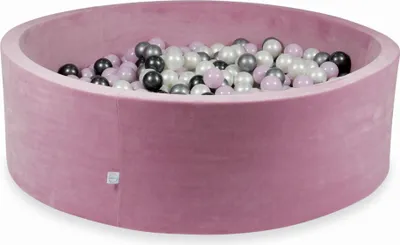 Produktbild von Trockenbecken 130x40cm Velvet Soft Pink mit 700 Bällen: Hellrosa Perle, Silber, Metallic Graphit, Perle