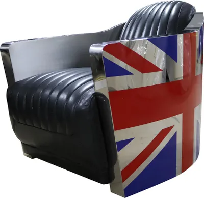 Produktbild von Echtleder Vintage Ledersessel Designsessel Rocket Union Jack Vintage Cigar
